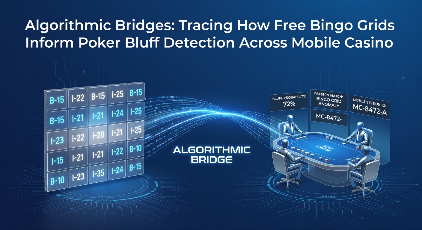 Mobile app interface showing algorithmic overlays connecting bingo patterns to poker decision trees