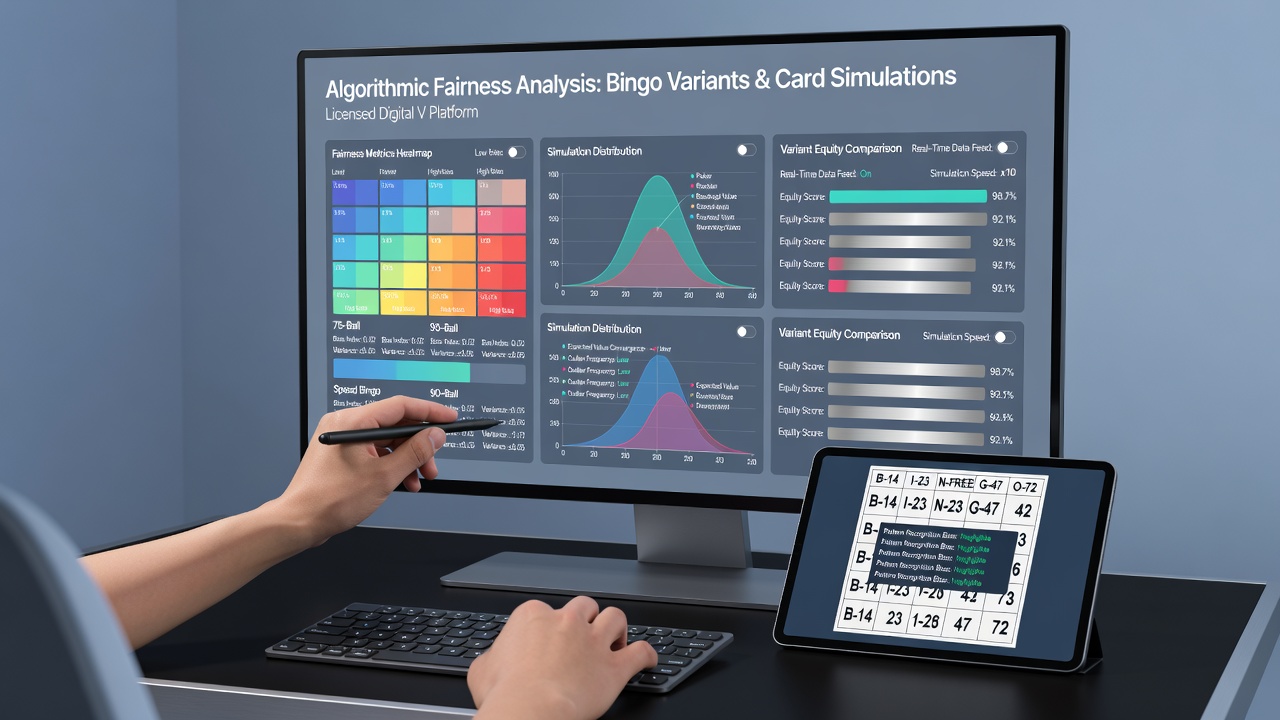 Statistical graphs comparing bingo and card game simulation outputs against fairness benchmarks