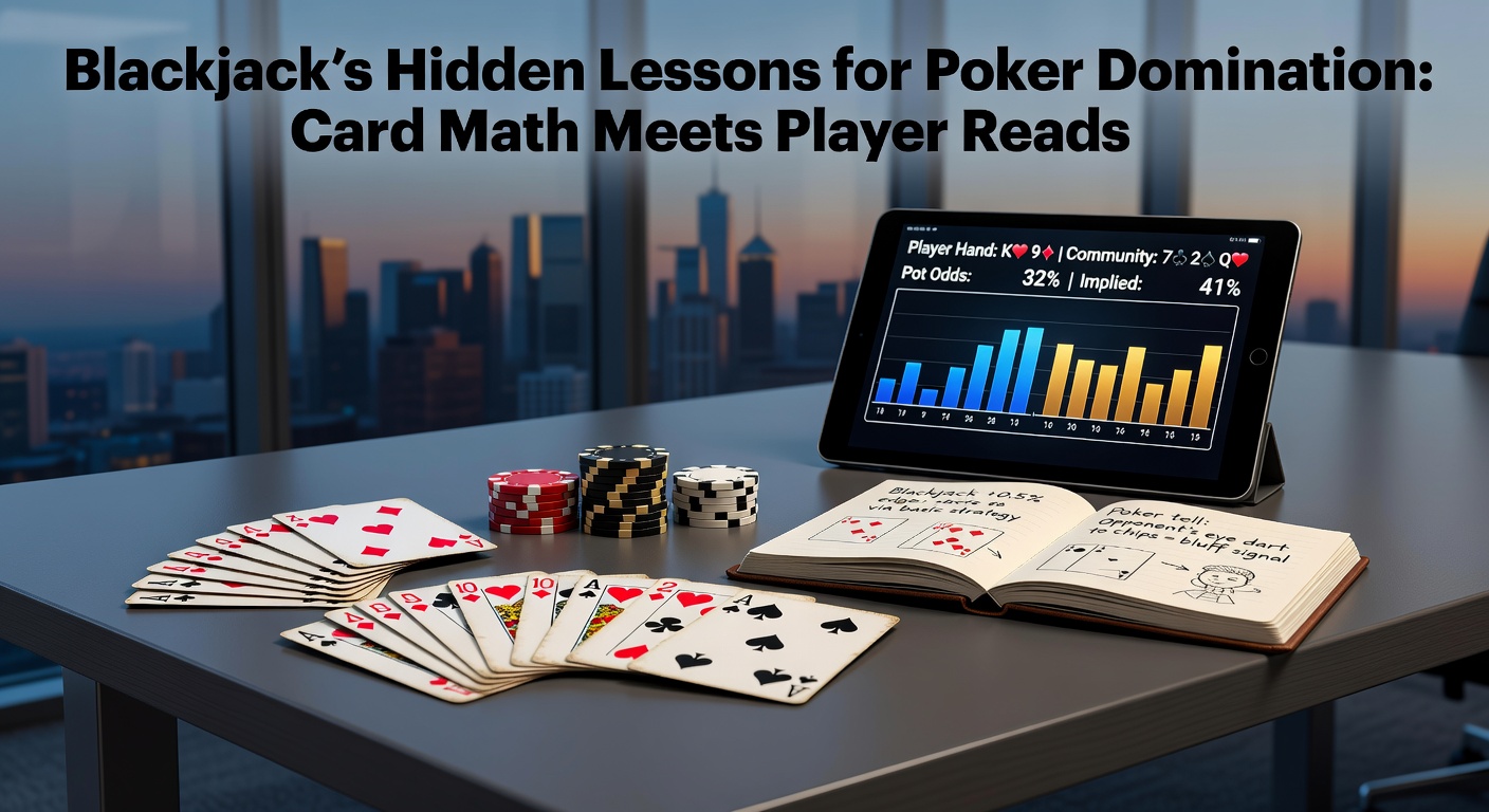 A blackjack table with cards spread out, symbolizing strategic decision-making that translates to poker dynamics