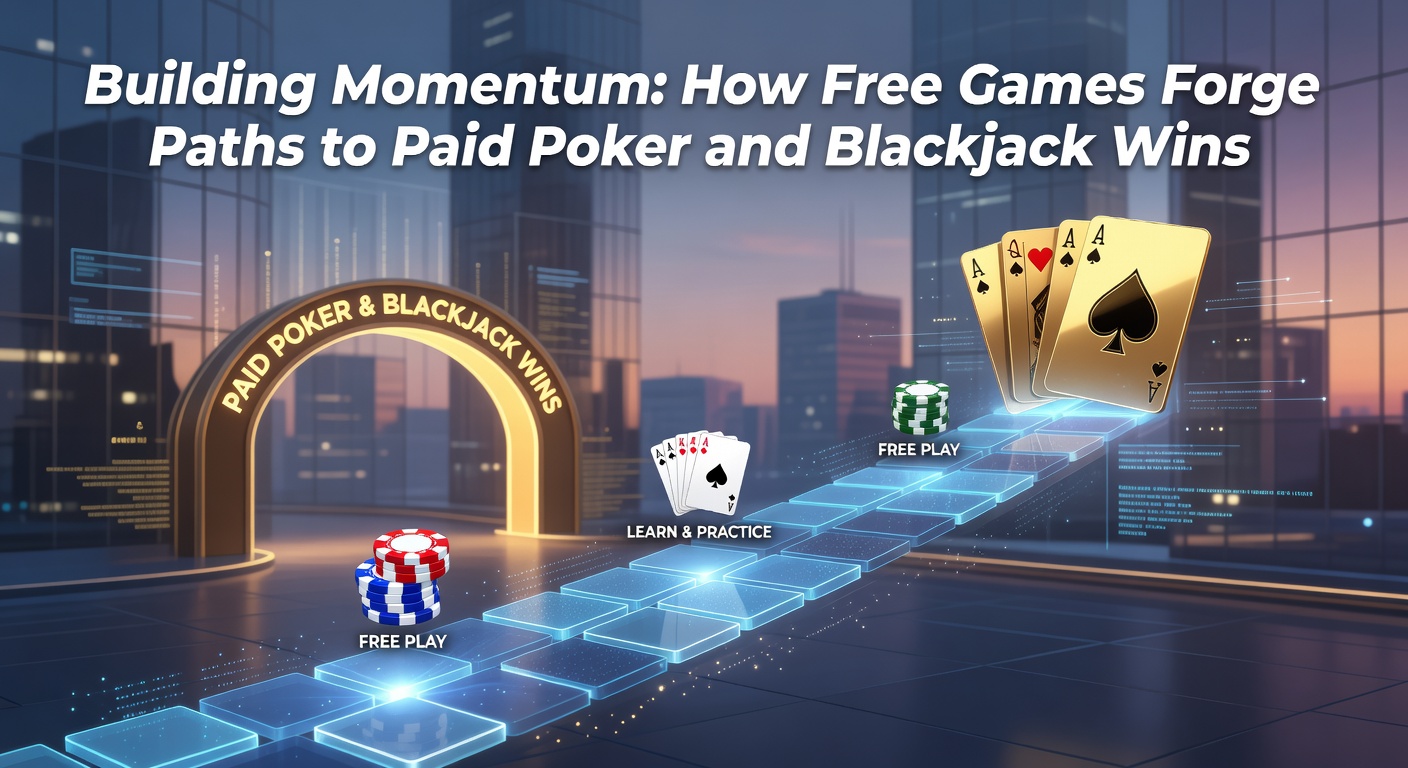 Online player honing poker strategy on a free table interface with cards and chips displayed
