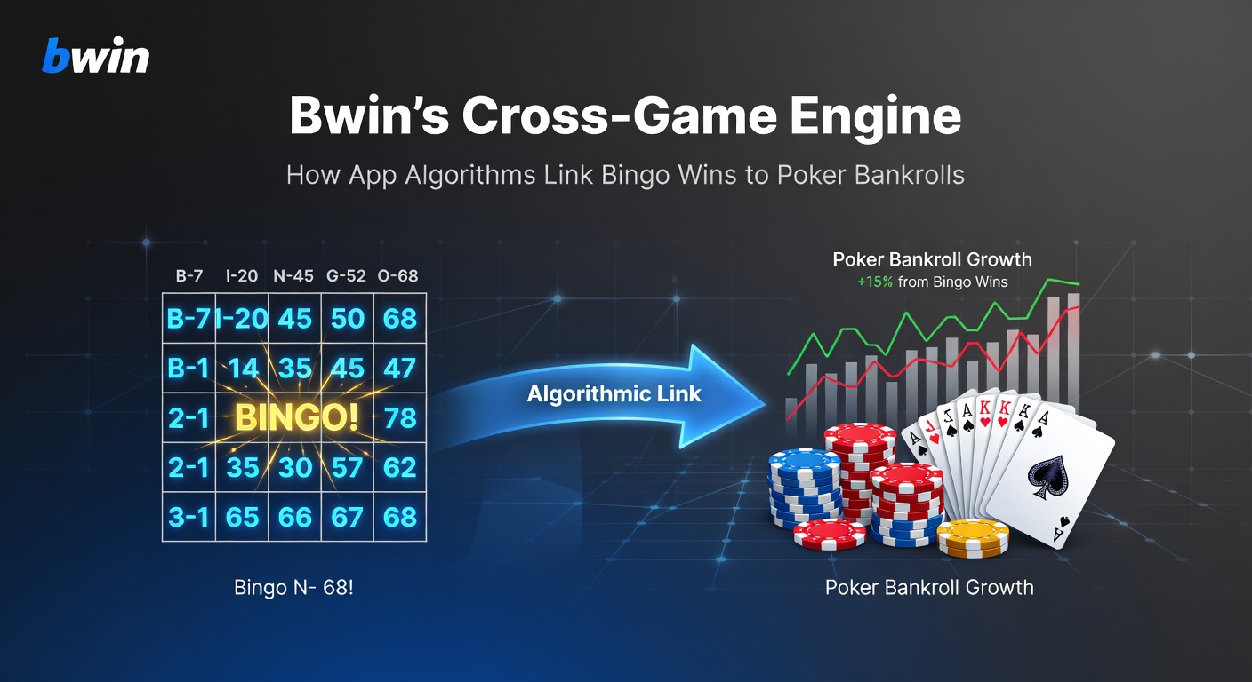 Screenshot of Bwin app interface showing integrated bingo and poker sections with shared wallet display