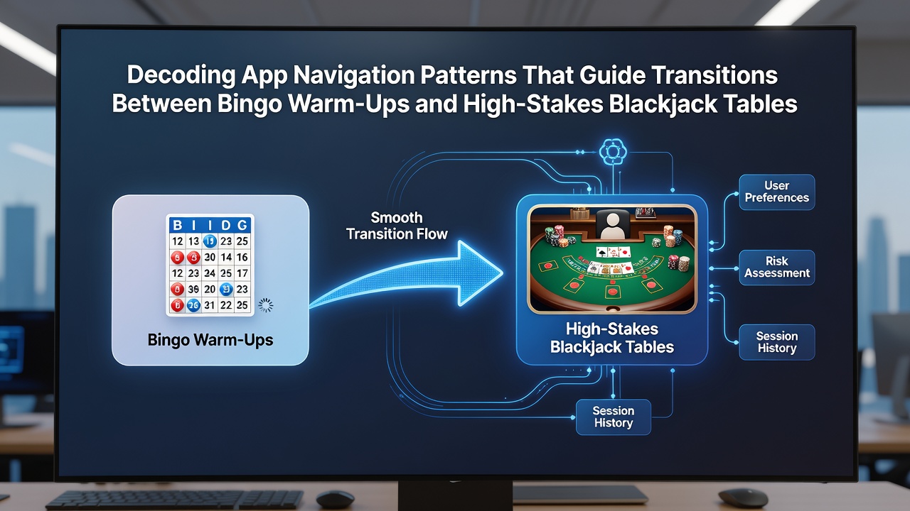 Casino app screen displaying seamless navigation from bingo lobby to blackjack table selection