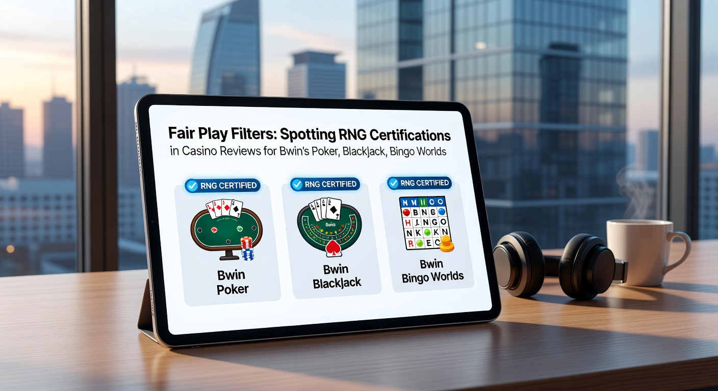 Digital certification badge highlighting RNG fairness in online casino games like poker and blackjack