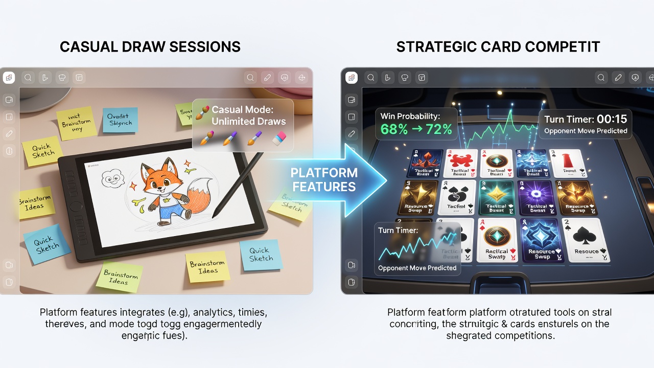Analytics dashboard displaying player progression from casual draws to strategic competitions