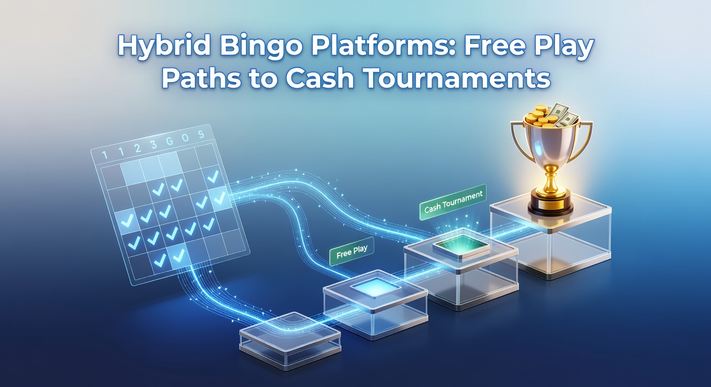 Vibrant screenshot of a hybrid bingo platform dashboard showing free play rooms alongside cash tournament entries