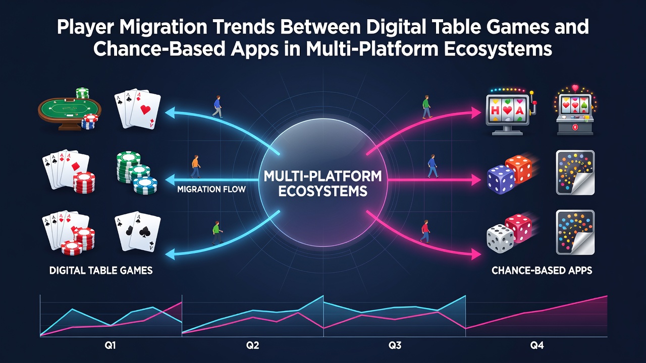 Players engaging with digital table games on multiple devices in a connected ecosystem
