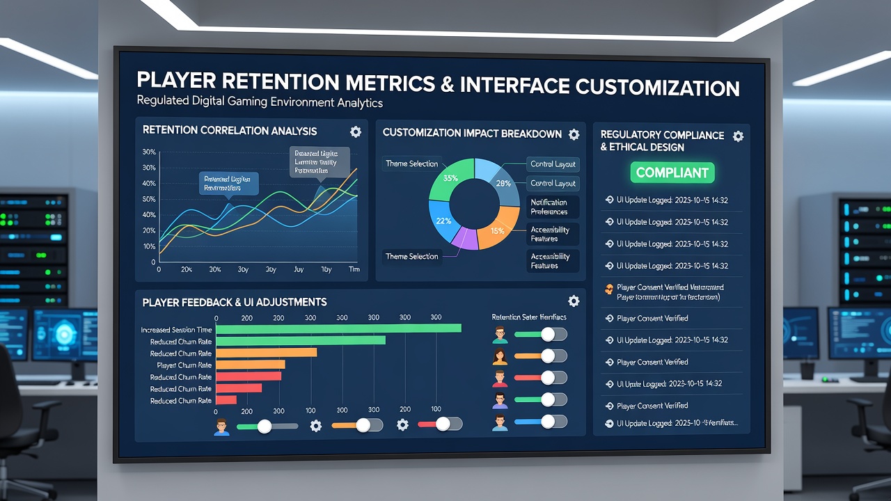 Analytics chart comparing retention rates between customized and standard interfaces in licensed gaming environments