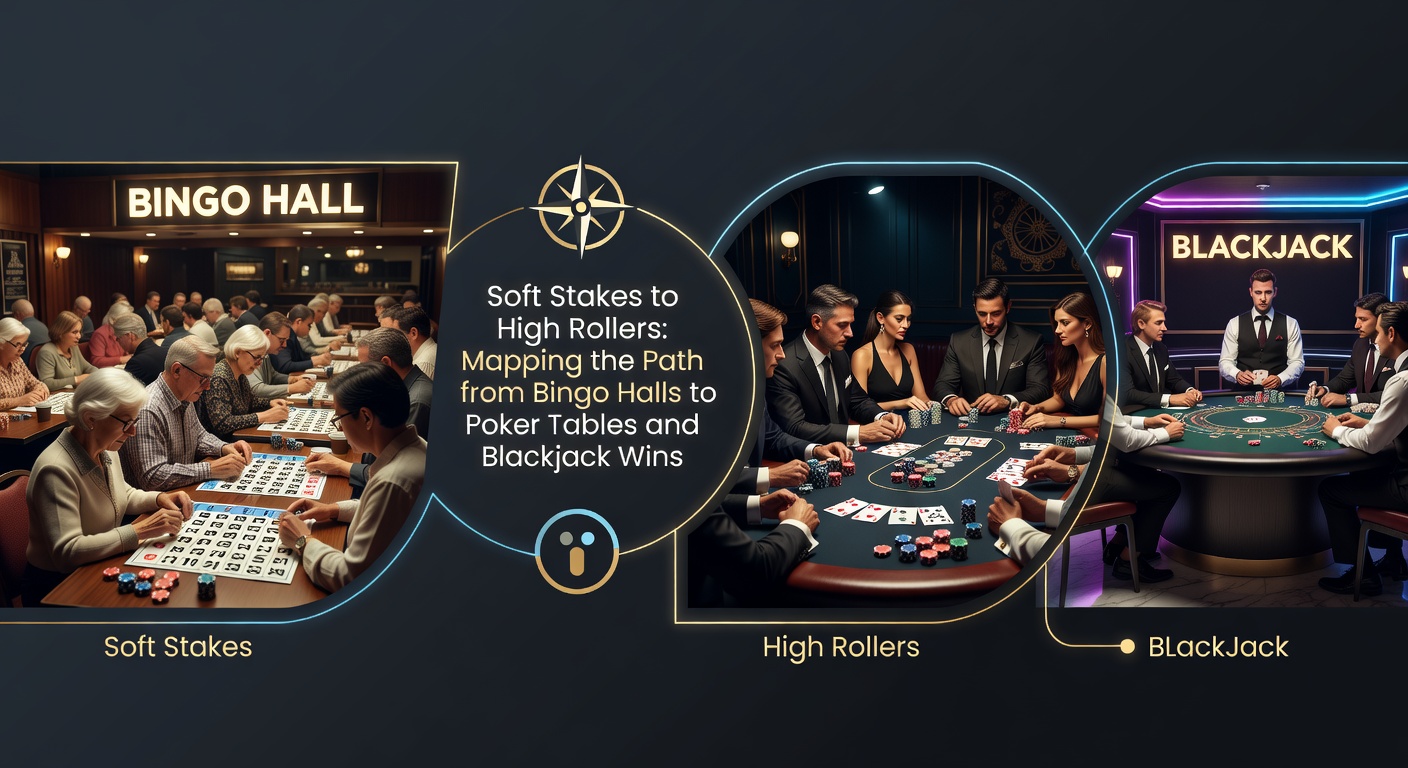 Vibrant bingo hall filled with players marking cards under colorful lights, capturing the lively atmosphere of entry-level gambling