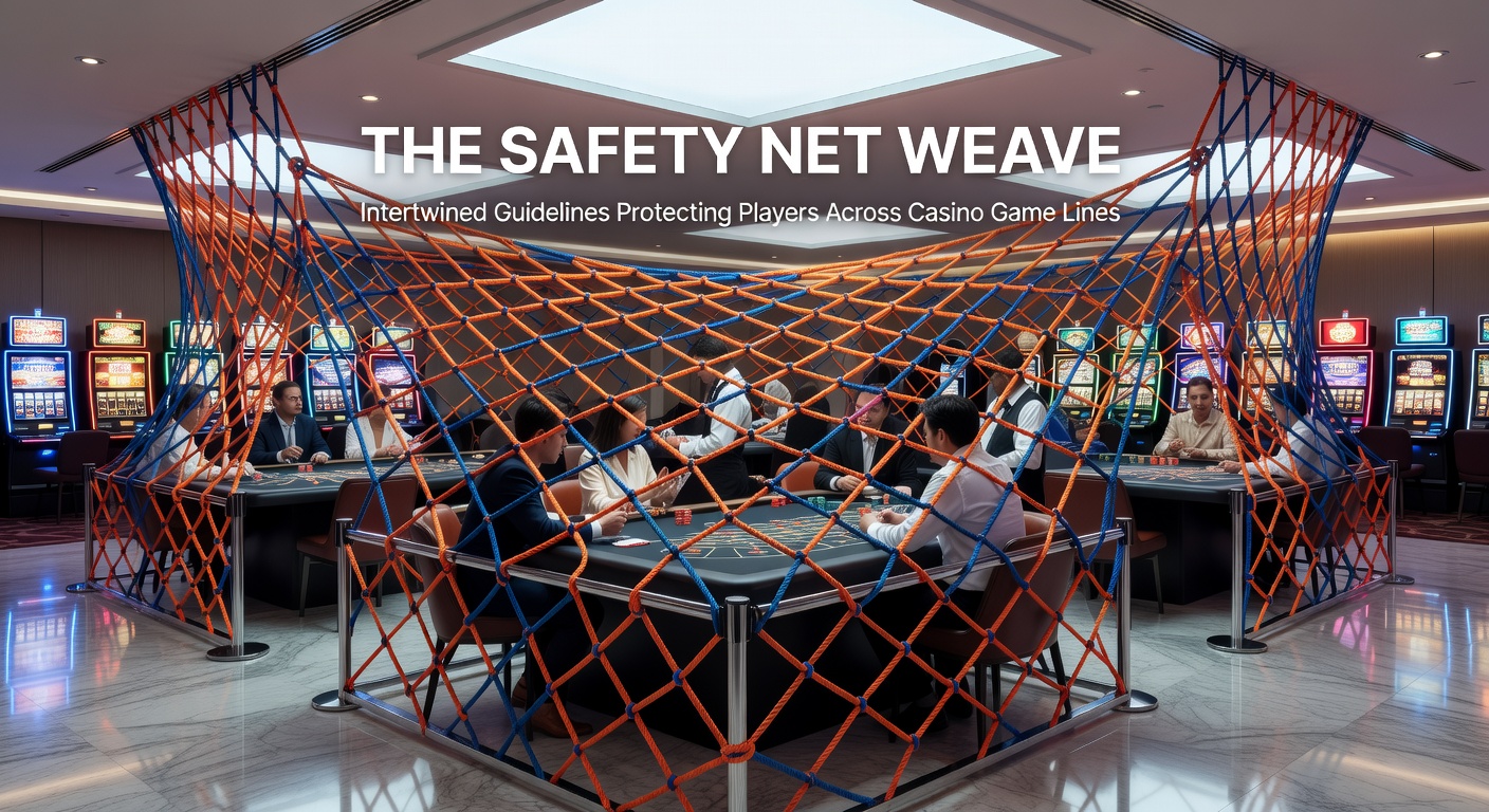 Digital dashboard showing intertwined safety features like deposit limits and session timers active on multiple casino games simultaneously
