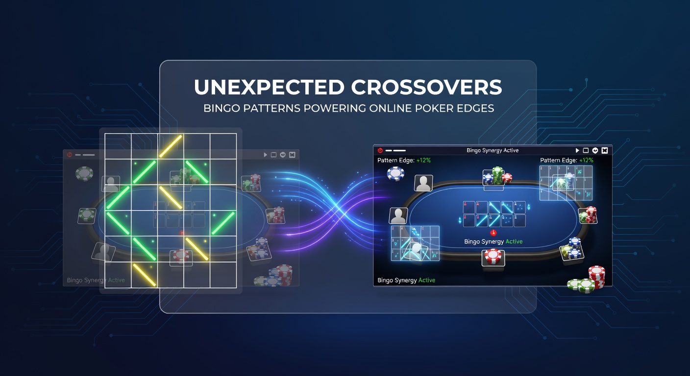 Screenshot of online poker HUD displaying bingo-like pattern grids over player stats and hand histories